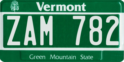 VT license plate ZAM782