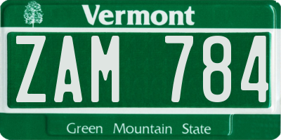 VT license plate ZAM784