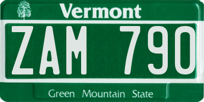 VT license plate ZAM790