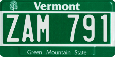 VT license plate ZAM791