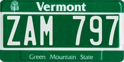 VT license plate ZAM797