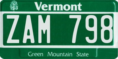 VT license plate ZAM798