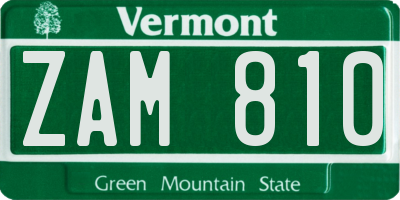 VT license plate ZAM810