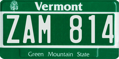 VT license plate ZAM814