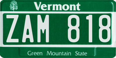 VT license plate ZAM818