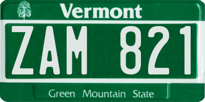 VT license plate ZAM821