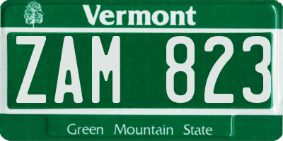 VT license plate ZAM823