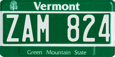 VT license plate ZAM824