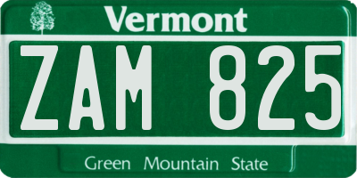 VT license plate ZAM825