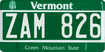 VT license plate ZAM826