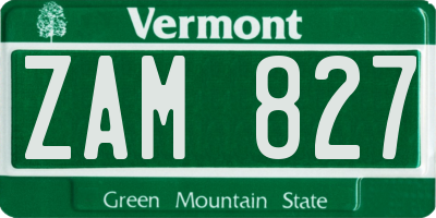 VT license plate ZAM827