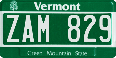 VT license plate ZAM829