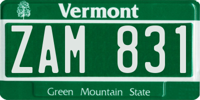 VT license plate ZAM831