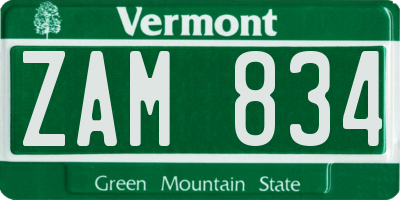 VT license plate ZAM834