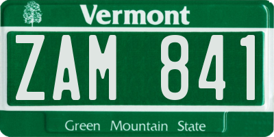 VT license plate ZAM841