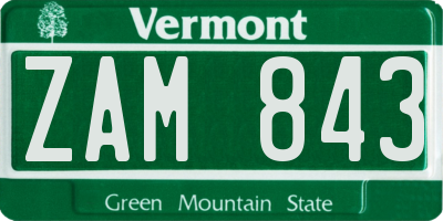VT license plate ZAM843