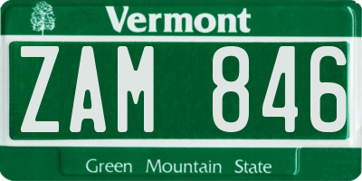 VT license plate ZAM846