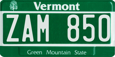 VT license plate ZAM850