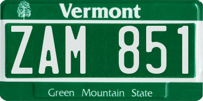 VT license plate ZAM851