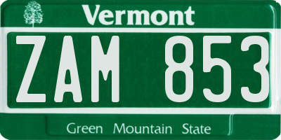 VT license plate ZAM853