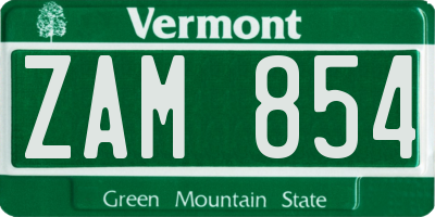 VT license plate ZAM854