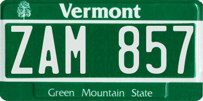 VT license plate ZAM857