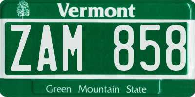 VT license plate ZAM858
