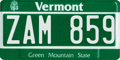 VT license plate ZAM859