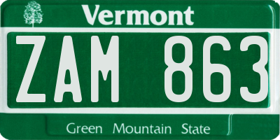 VT license plate ZAM863