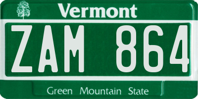 VT license plate ZAM864
