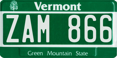VT license plate ZAM866