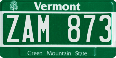 VT license plate ZAM873