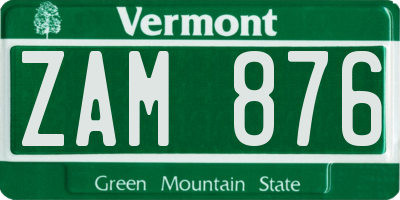 VT license plate ZAM876