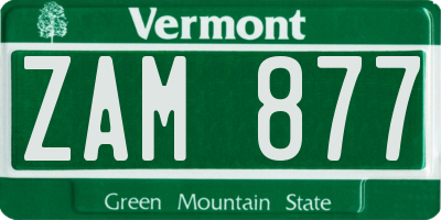 VT license plate ZAM877