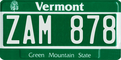 VT license plate ZAM878