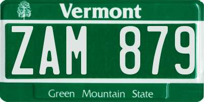 VT license plate ZAM879