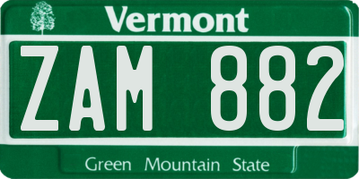 VT license plate ZAM882