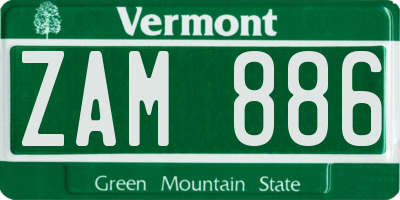 VT license plate ZAM886