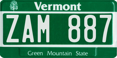 VT license plate ZAM887