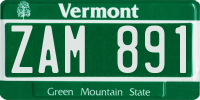 VT license plate ZAM891
