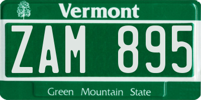 VT license plate ZAM895