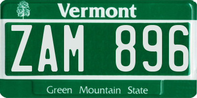 VT license plate ZAM896