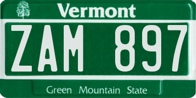 VT license plate ZAM897