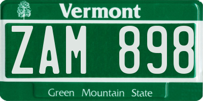 VT license plate ZAM898