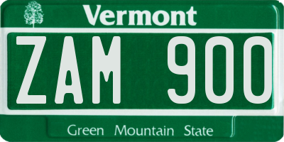 VT license plate ZAM900