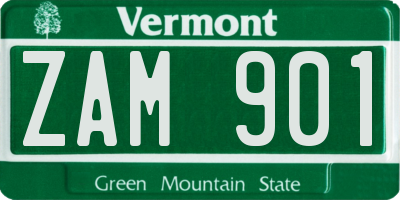 VT license plate ZAM901