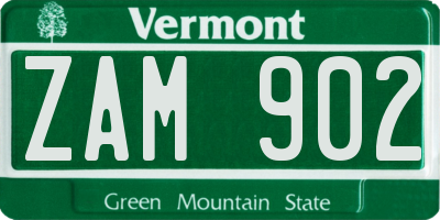VT license plate ZAM902