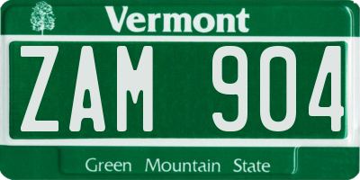 VT license plate ZAM904