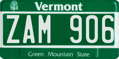 VT license plate ZAM906