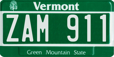 VT license plate ZAM911